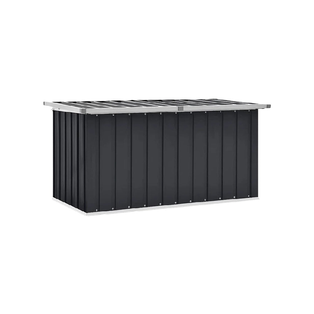 Baúl de almacenamiento metálico con tapa de acero, color negro